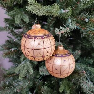 Department 56 Gold and Purple Holiday Ornaments
